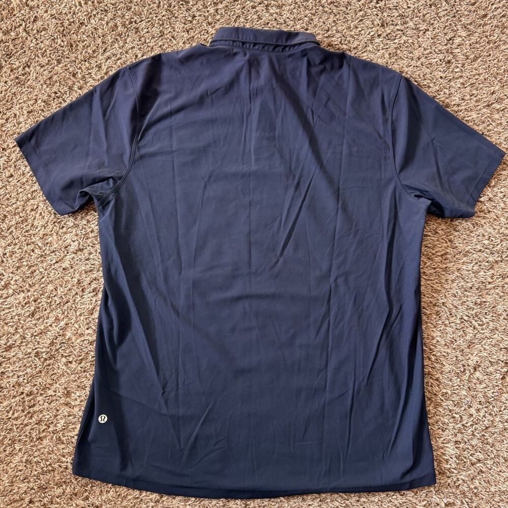Lululemon Men's Navy Blue Textured Polo Shirt Short Sleeve Athletic Fit Stretch - Picture 2 of 5